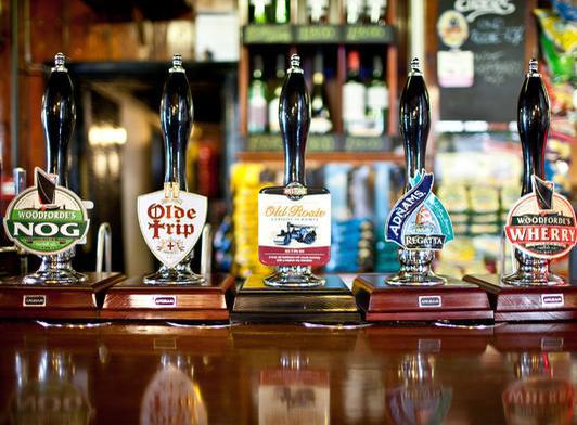 Freehouse beers on tap in the Fishermans Return