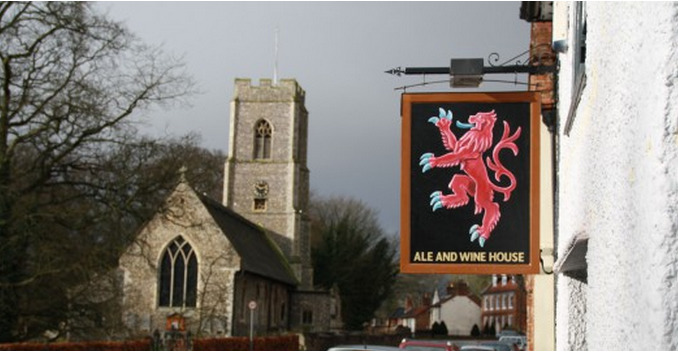 Sign for the Red Lion in Coltishall