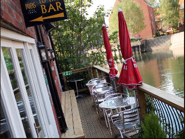 Waterside terrace at the Ribs of Beef Norwich