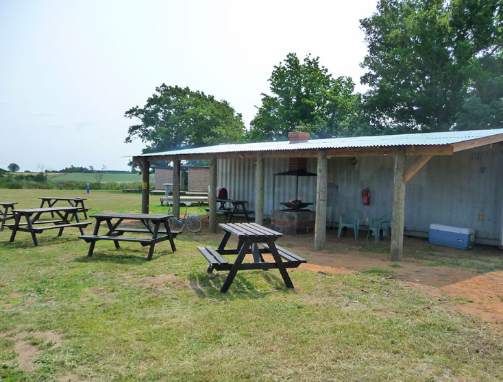 Seating area and toilets at Top Farm