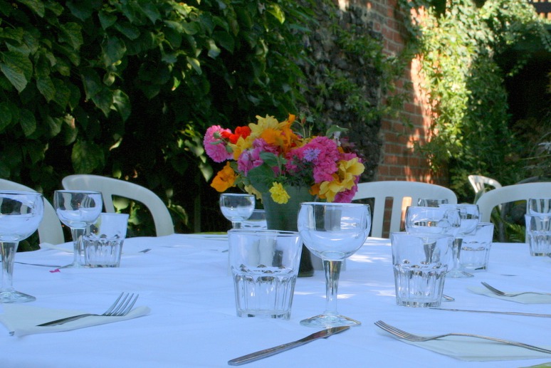 Britons Arms lunch table in the secret garden