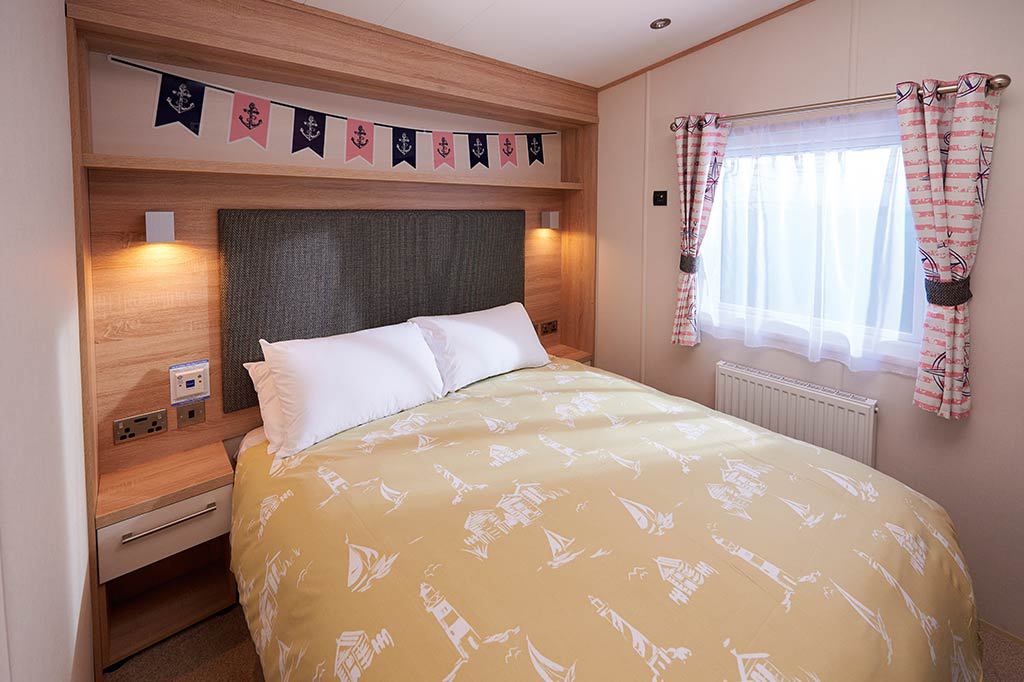 Master Bedroom in caravan at Wild Duck Haven