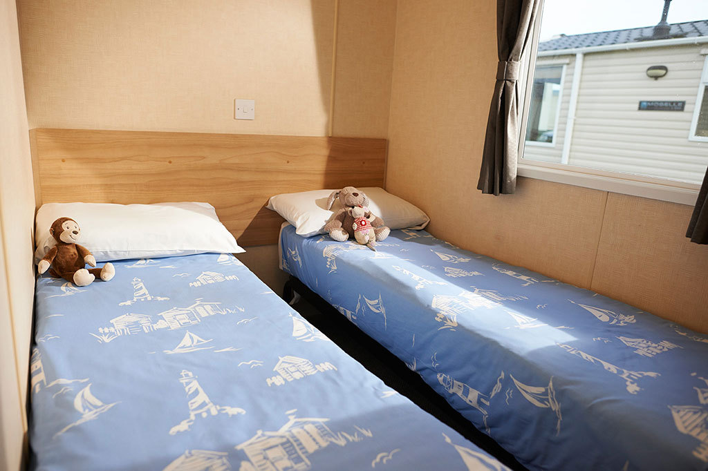 Twin Bedroom of Caravan on Wild Duck Holiday Park