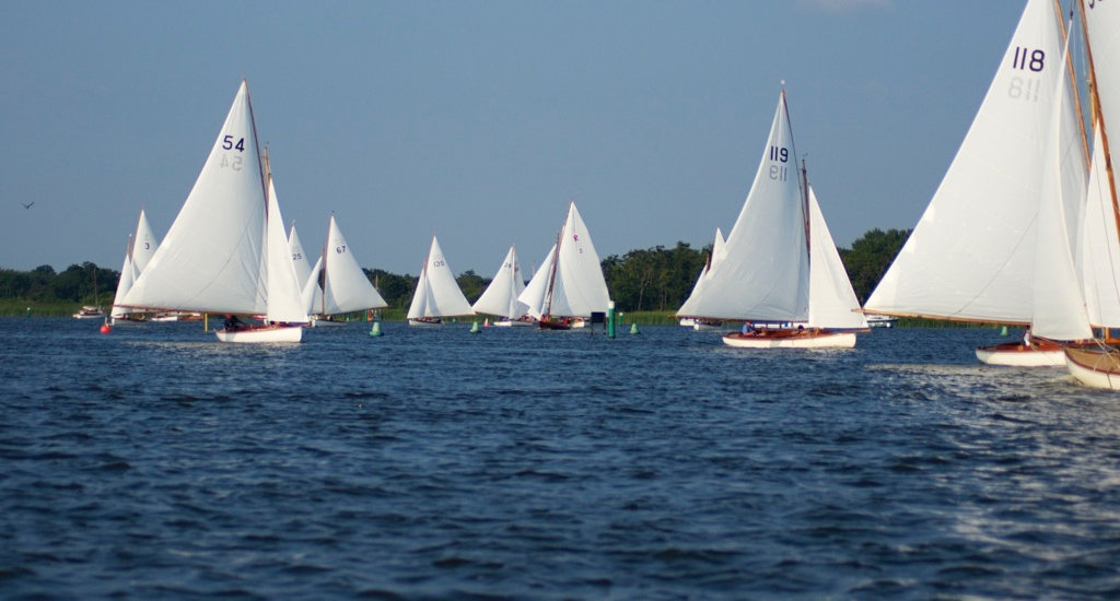 Yare and Bure white boats racing on the Norfolk Broads