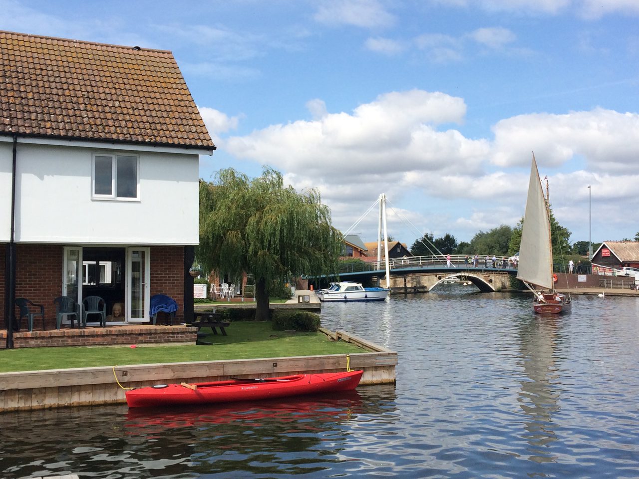 Mooring And Bridge Behind